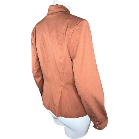 Isaac Mizrahi Live! 24/7 Stretch Zip Front Moto Jacket Cognac 10 NWOT - Picture 10 of 13